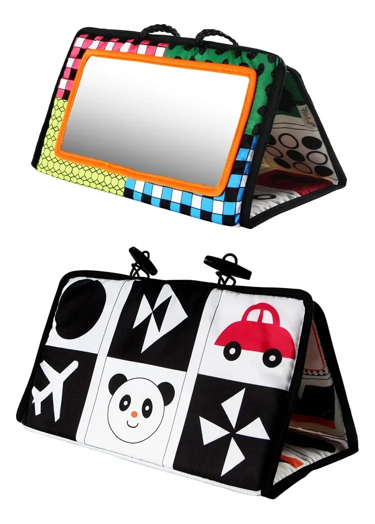 Black and White Newborn Mirror Toys Baby Tummy Time for Babies Montessori Development Crawl High Contrast Activity Sensory Toy