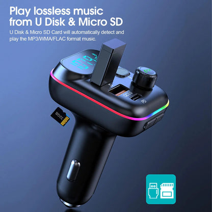 Car Bluetooth FM Transmitter Bluetooth 5.0 FM Transmitter USB PD Car Fast Charger Electronic Accessories