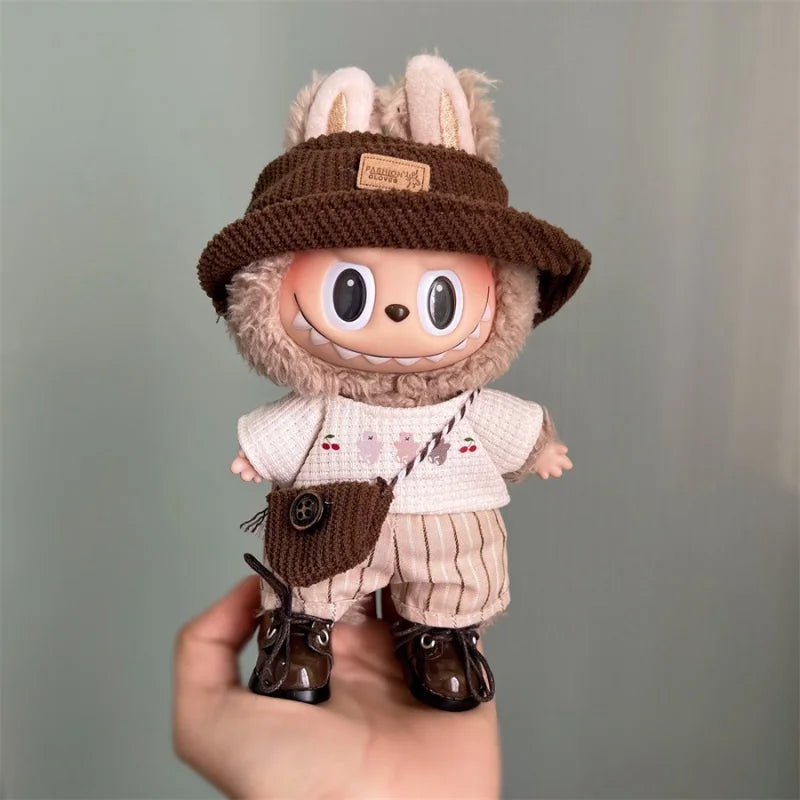 17cm Labubu Doll V1 Generation Cute Labubu Doll Outfit Sports And Casual Suits Pendant Accessories Gifts For Kids And Fans