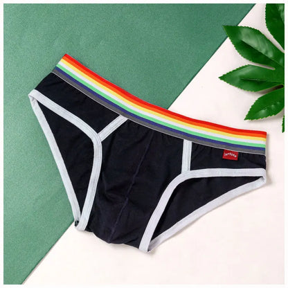 Sexy Mens Underwear Rainbow Belt Briefs Fashion Cotton Panties Youth Breathable Underwear Briefs Low Waist Underpants For Male