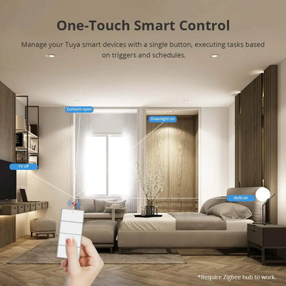 Zemismart 4-Gang Zigbee Wireless Scene Switch,Battery Powered, Compatible with Tuya Home Assistant Homey Hubitat (Hub Required）