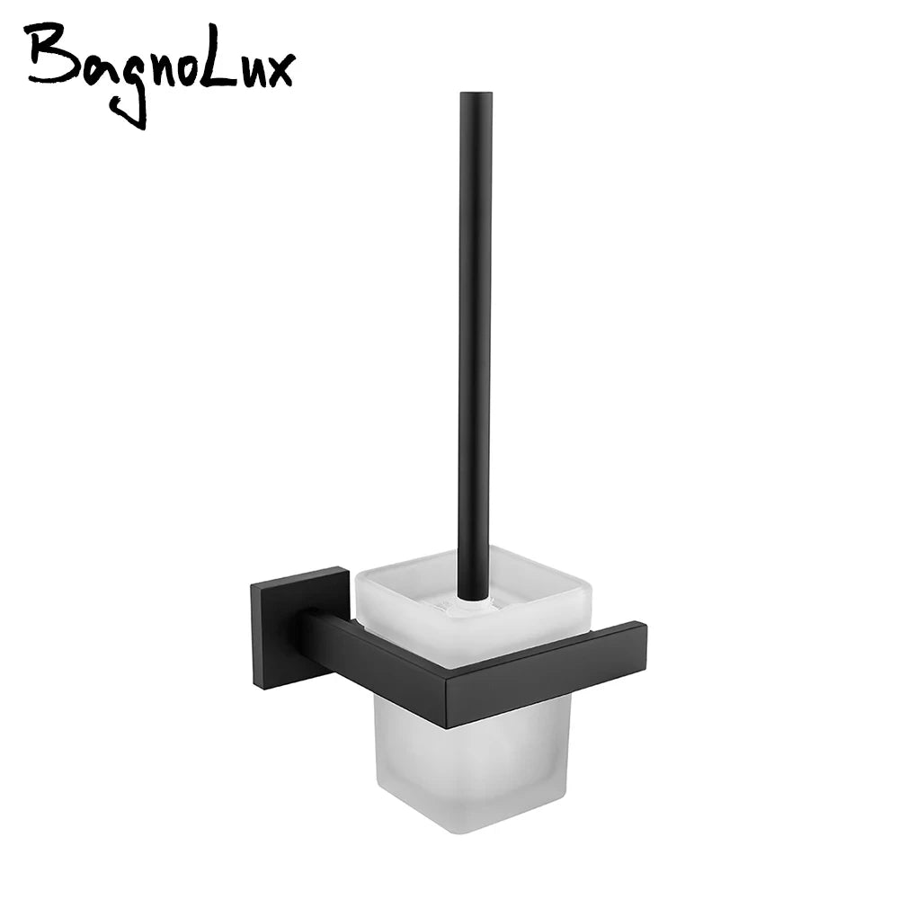 Black Stainless Steel Square Wall-mounted Bathroom Accessories Toilet Brush