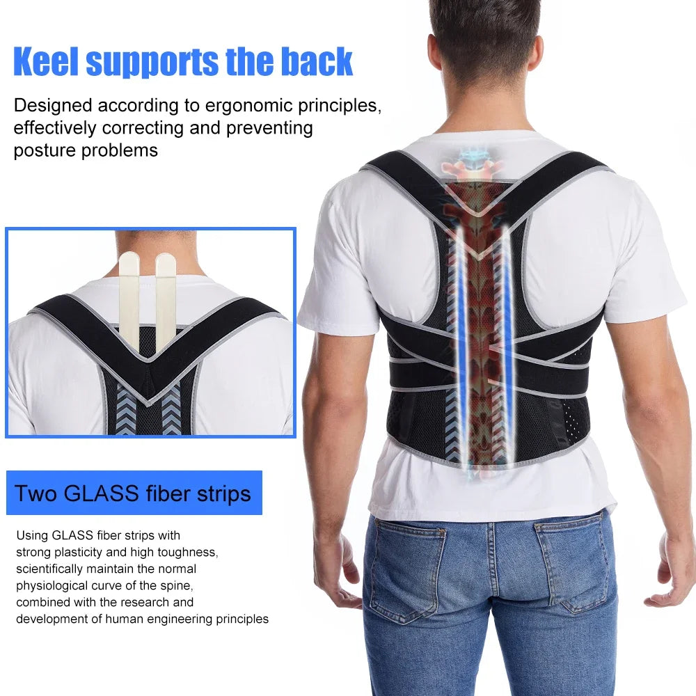 Posture Corrector for Men Women - Adjustable Back Brace for Upper&Lower Back Pain - Lumbar & Shoulder Support to Improve Posture