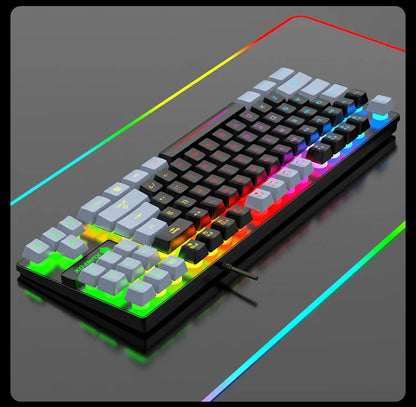 Keyboard 87 Keys 80% Layout Spanish Russian Korean Arabic Gaming Keyboard USB Wired RGB Light Float Keycap Ergonomics Design K10