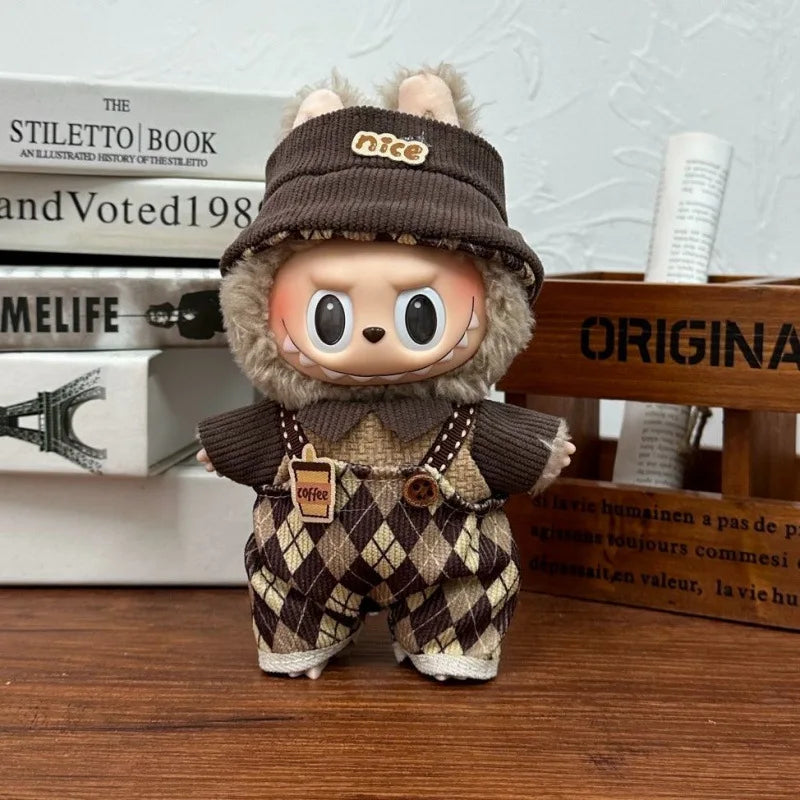 Cute Labubu Doll Costume 17 Cm Labubu Clothes Rubber-Coated Figurines Overalls Baby Dresses Summer Labubu Outfits Holiday Gift