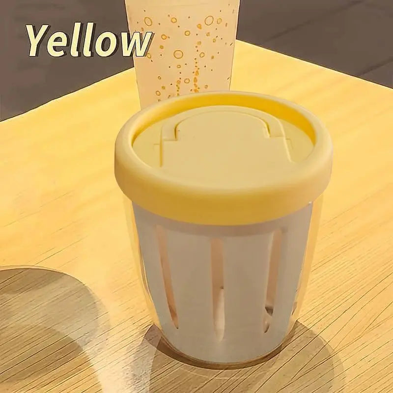 Salad Cup With Fork Cylindrical Plastic Fruit Cup Multifunctional Drainage Function Salad Container, Portable Lunch Box