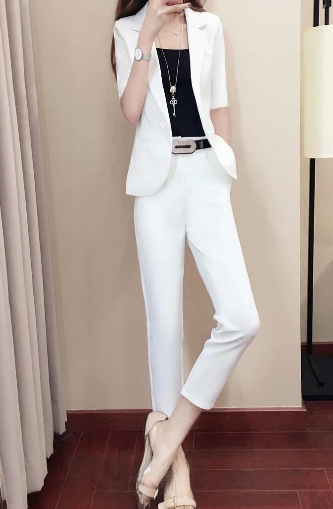 Office Outfit Professional White Wear To Work Trouser Suit Two Piece Set Pants for Women Womens 2 Pant Sets Black Blazer and Xxl