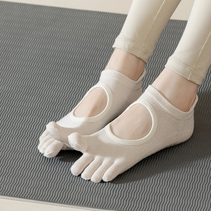 Yoga Socks for Women toe socks non slip Pilates class Hollow out Breathable anti-slip socks five fingers aerobics cotton socks
