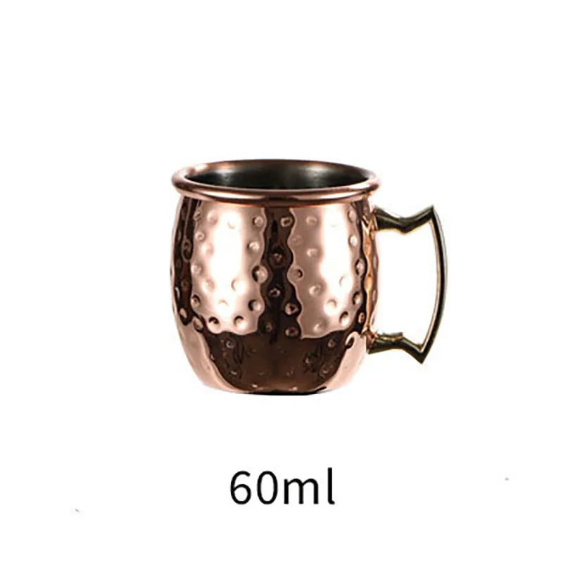 60ML Moscow Mule Cocktail Mug Stainless Steel Coffee Cups Personalized Espresso Mugs Modern Hammer Pattern Design Drinkware