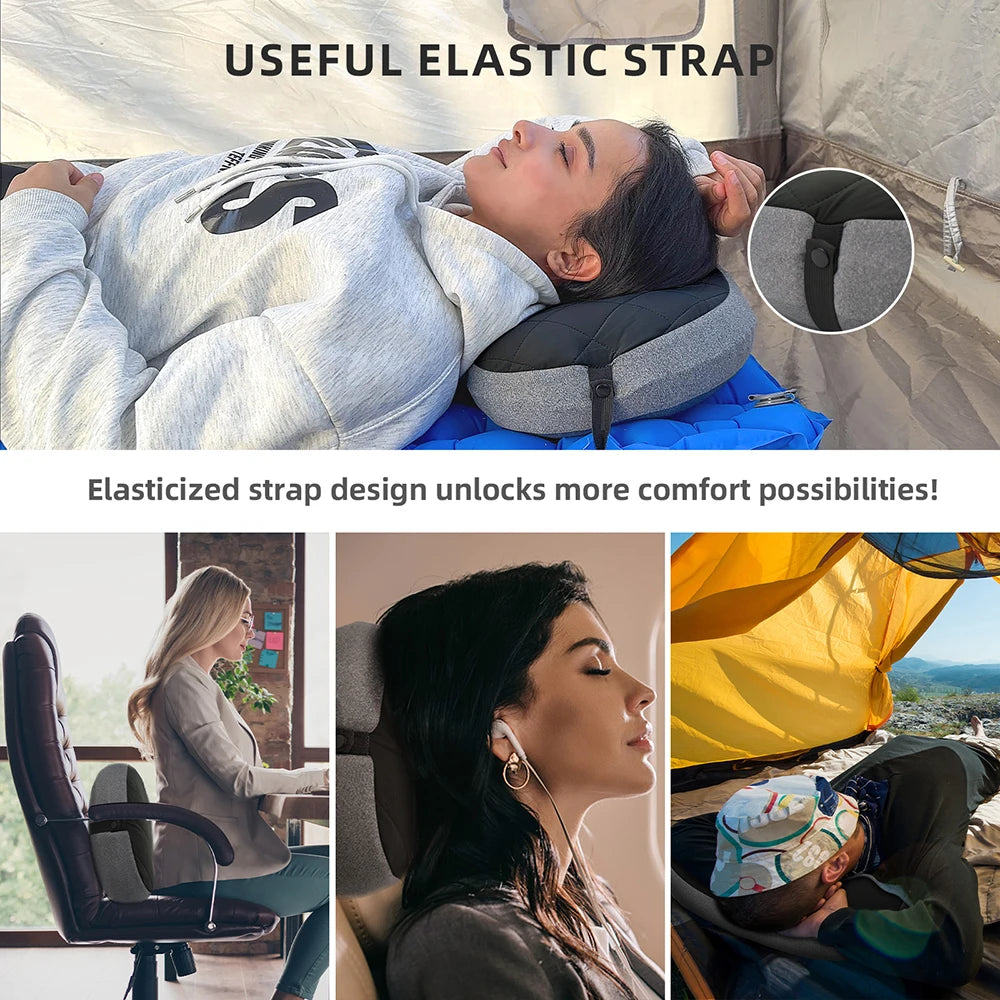 Inflatable Camping Pillow with Removable Washable Cover,Travel Pillow for Neck Support,Hiking,Backpacking,Office,Airplane,Car