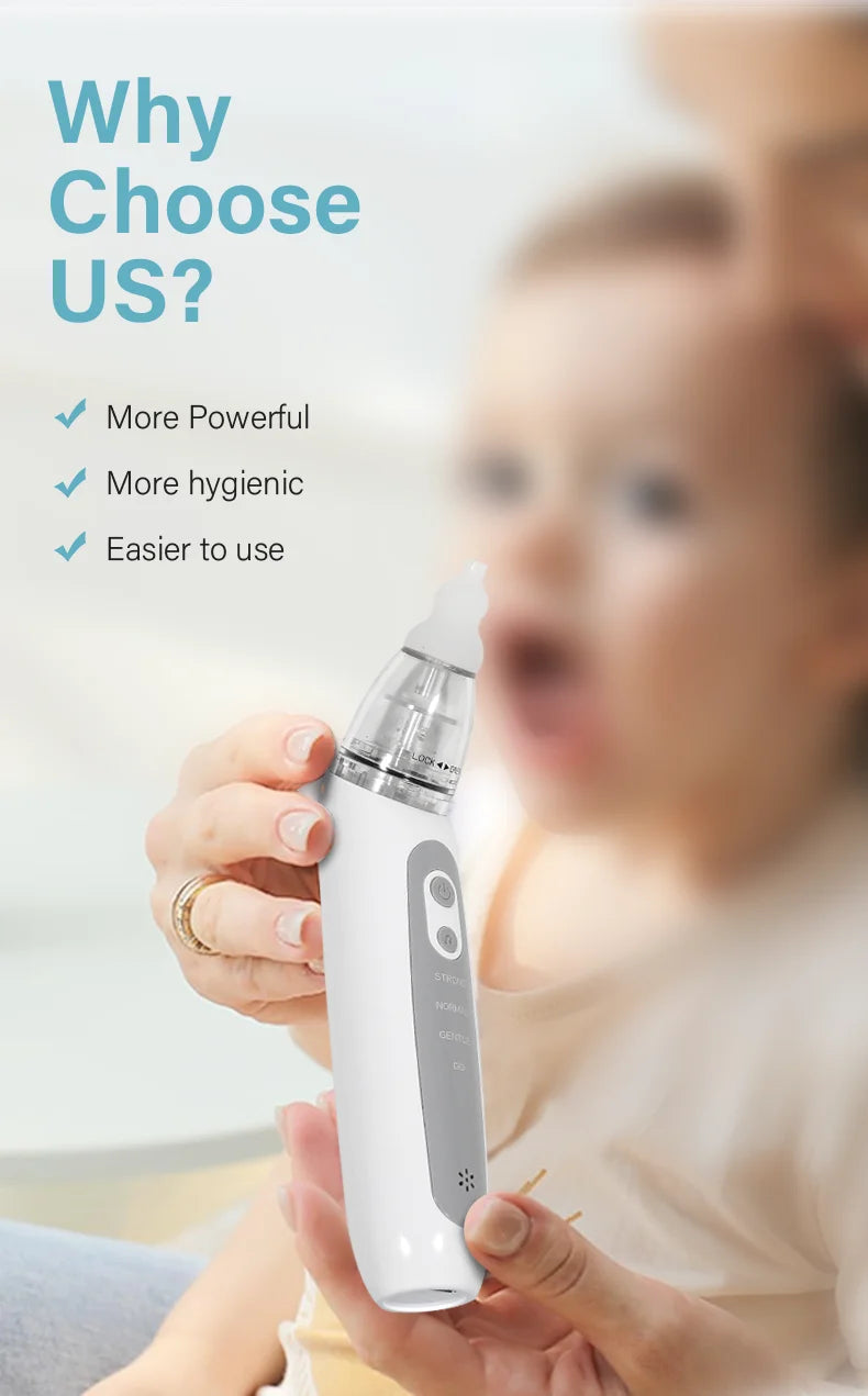 New Electric Nasal Aspirator Baby Nose Sucker Snot Booger Mucus Remover for Toddler Infant Newborn Kid Nose Cleaner with Music