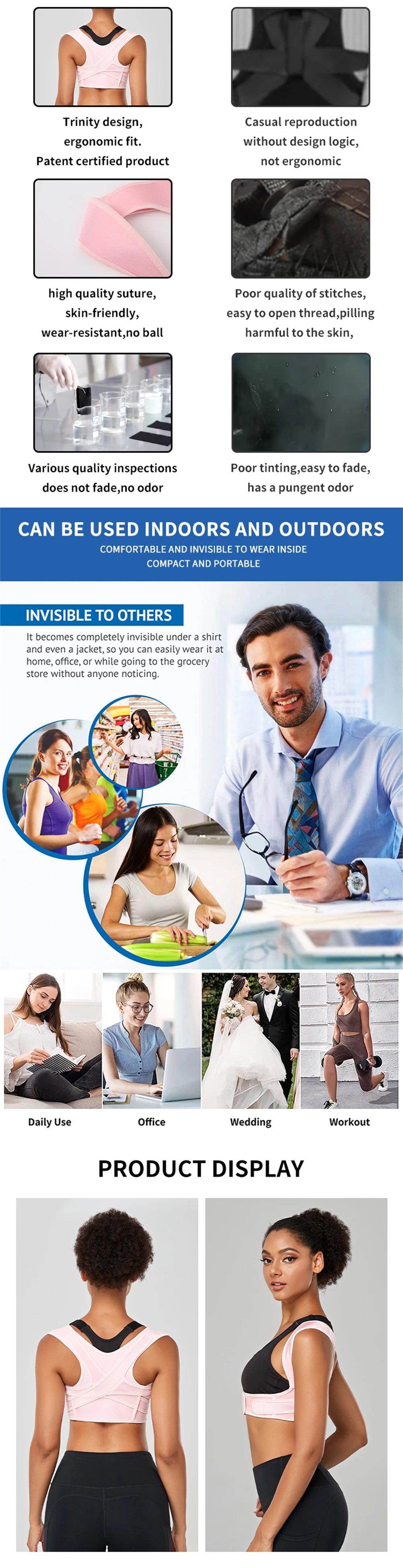 Posture Support Back Brace for Clavicle, Back Straightener Keeps Your Back Straight From Slouching, Comfortable Posture Trainer