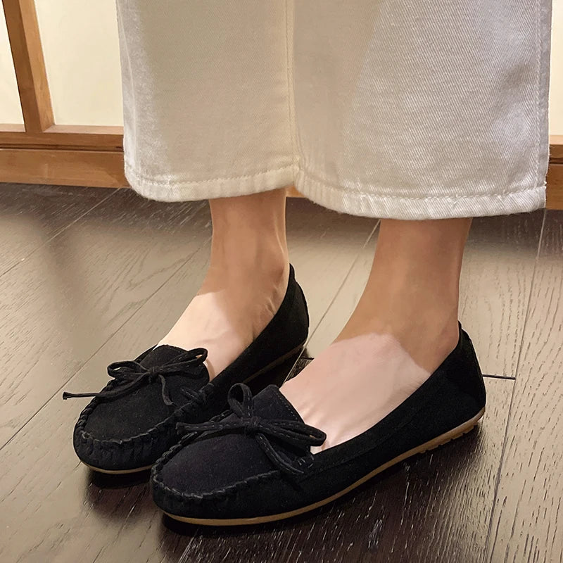 Woman Trend Fashion Casual Lofers Women's Flat Shoes Ladies Elegant Butterfly-Knot Comfortable Women Soft Classic Office Shoes
