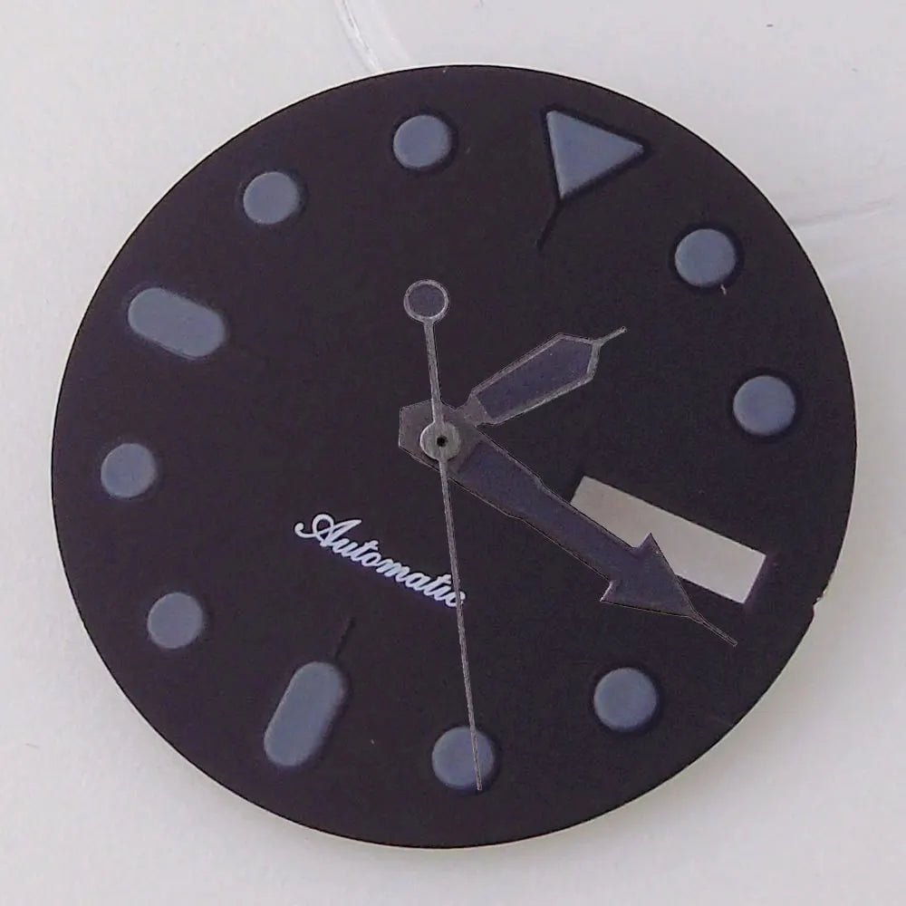 NH36 Watch Dial 29mm Weekday Date Orange/white/black Dial Face Plate Green Lume for Diver Watch Hand Set