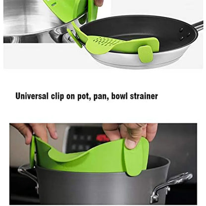 1pc Adjustable Silicone Clip-On Strainer for Pots, Pans, and Bowls - Handheld Drainer for Noodles, Pasta