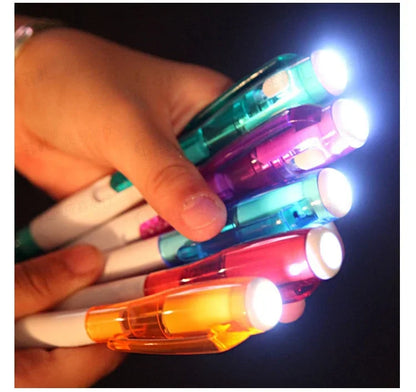 4pcs Funny Stationary Toy for Children Ballpoint Ball Point Pen Led Flashlight Torch