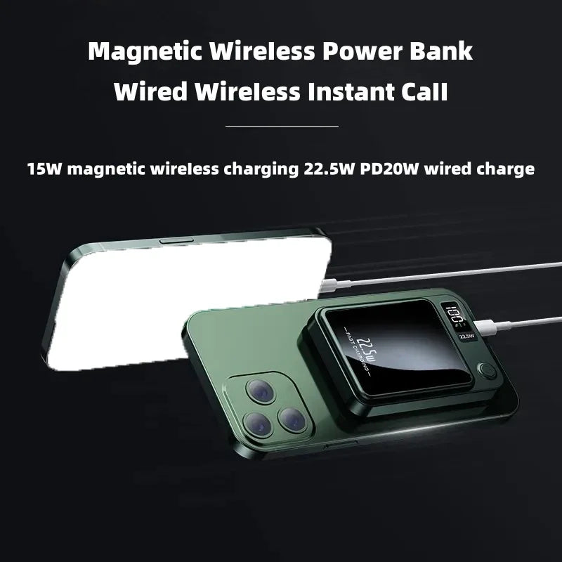 22.5W Magnetic Power Bank Wireless Fast Charging Portable Charger External Auxiliary Spare Battery for IPhone Magsafe Powerbank