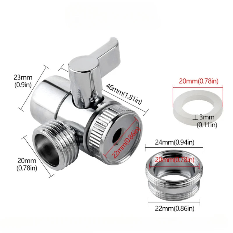 Universal Faucet Adapter Splitter Diverter Valve Water Tap Connector for Kitchen Sink Shower Bathroom Toilet Accessories