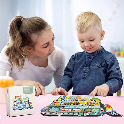 Puzzles for Kids Ages 4-10,100 Piece Puzzles for Kids Bulldozer Construction Vehicles Shaped Jigsaw Puzzle Christmas Birthday Gi