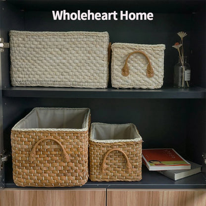 Hand-woven Storage Basket Household Laundry Baskets Outdoor Picnic Boxes Portable Toy Clothes Organizer Bedroom Desktop Decor