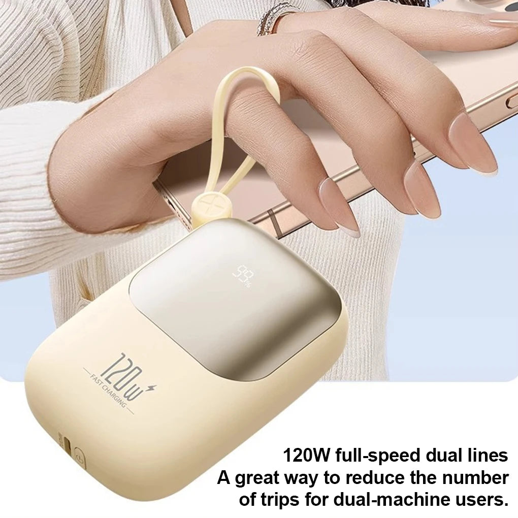 120W super fast charging power bank with cable 10000mAh large capacity portable mobile power Mini supply gift