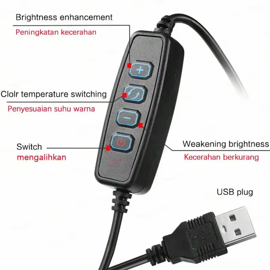 LED Selfie Ring Light 10-inch USB Plug 3-tone Lighting Photography Light Video Recording Live Broadcast Fill Light Gifts