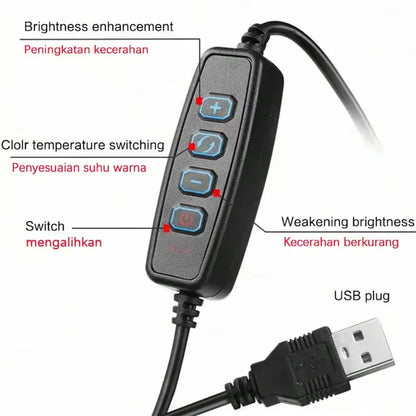 LED Selfie Ring Light 10-inch USB Plug 3-tone Lighting Photography Light Video Recording Live Broadcast Fill Light Gifts