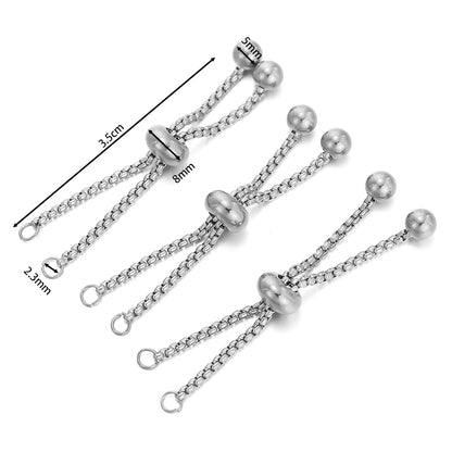 3pcs/lot Adjustable 304 Stainless Steel Bracelet Makings Slider Extender Box Chains with Ball Ends for DIY Jewelry Making