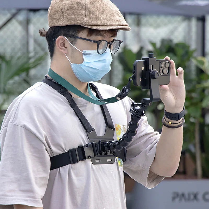 Chest Strap Mobile Phone Holder With Fixed Shoulder Neck Strap For Universal Smartphone First Person Video Shooting Living