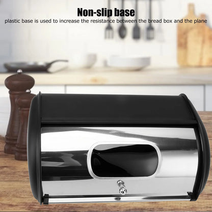 Bread Storage Holder Bread Bin Bread Box Bread Holder Storage Container With Small Window for Kitchen Countertop Iron Bread Bin