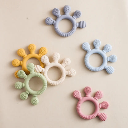 Silicone Baby Teether Toys 0-12Month Food Grade Toddlers Anxiety Teething Ring Sensory Toys Silicone Animal Soothing Accessories