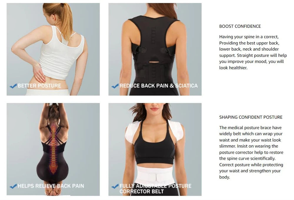 Posture Corrector Belt, Back Brace for Posture, Adjustable Back Support Straightener Shoulder Posture Support for Pain Relief