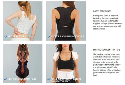 Posture Corrector Belt, Back Brace for Posture, Adjustable Back Support Straightener Shoulder Posture Support for Pain Relief