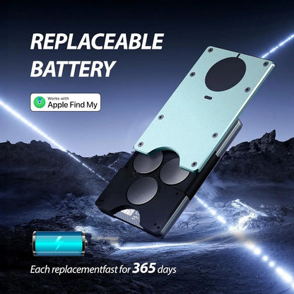 RFID Blocking Credit Card Holder, Slim Wallet For Men, Compatible with Find My iOS Only, Detachable Money Clip