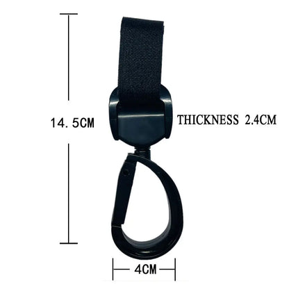2 Pieces of 360 Degree Rotating Hooks for Baby Carriers Rotating Hanging Bags Handcarts Storage Bags Nylon Woven Straps Hooks