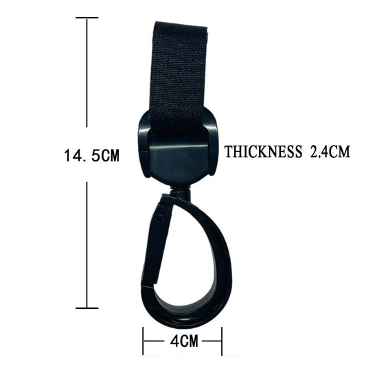 2 Pieces of 360 Degree Rotating Hooks for Baby Carriers Rotating Hanging Bags Handcarts Storage Bags Nylon Woven Straps Hooks
