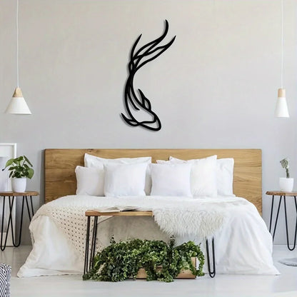 Feng Fish Art Metal Sculpture - Minimalist Line Art, Metal Wall Art, Betta Fish Wall Decor Abstract Art,Fish Vase Room Sticker