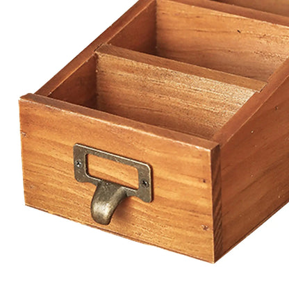 Wooden Desktop Organizer Keys Durable Mini with 3 Compartments Office Accessories for Home Bedroom Vanity Bathroom Countertop