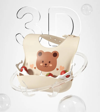 Children's Saliva Feeding Bib Cute Cartoon Baby Bib Waterproof and Adjustable Soft Silicone Bib Baby Feeding Accessories Bibs