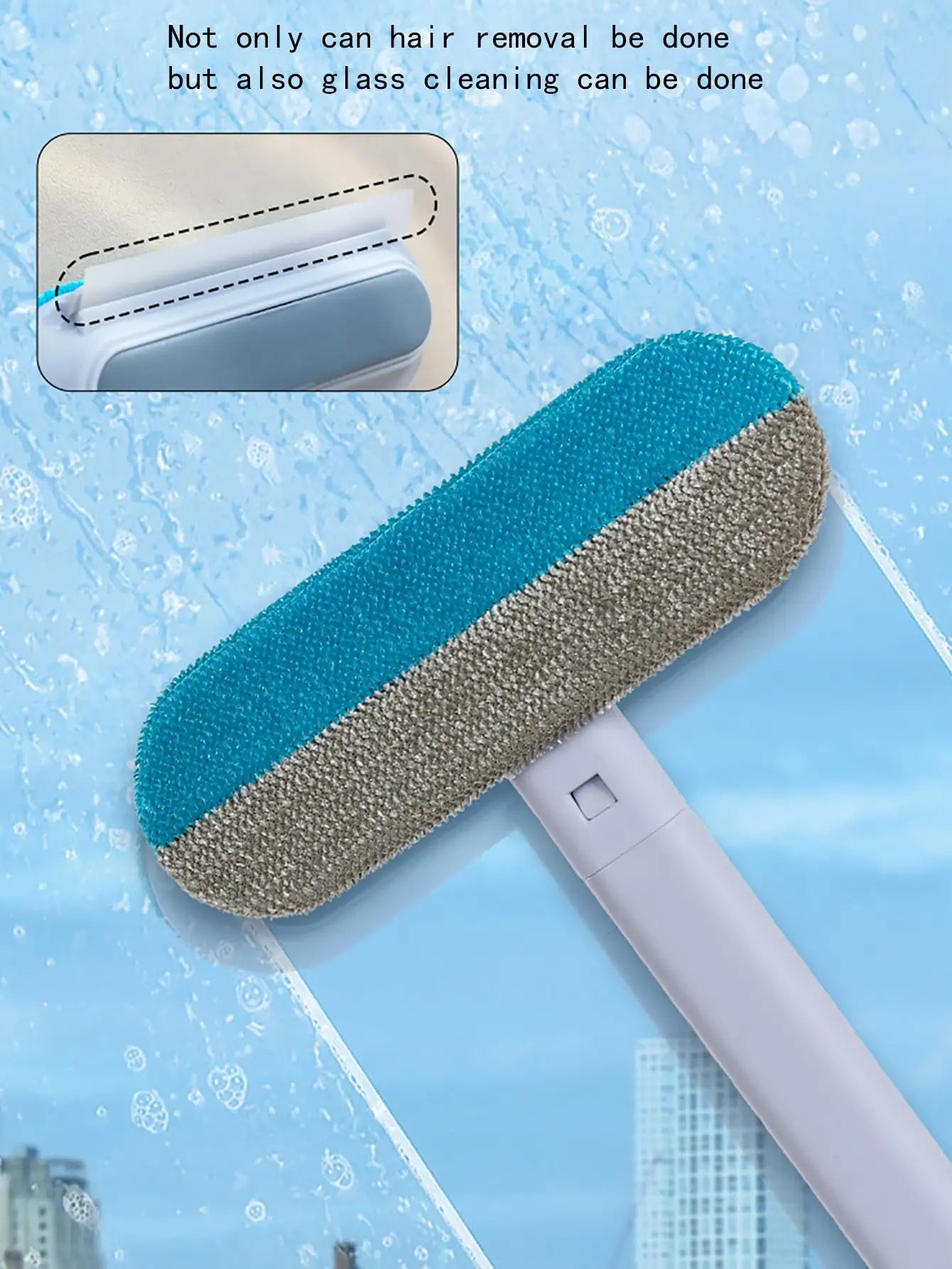 Multifunctional Pet Hair Remover Brush with Long Handle – Window Cleaning & Pet Fur Removal Tool for Cats and Dogs