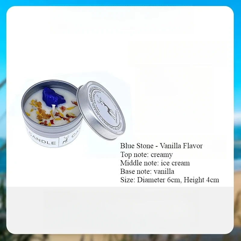 Scented Candle Crystal Stone Dry Flower Silver Tin Candle Hotel Wedding Ceremony Candle