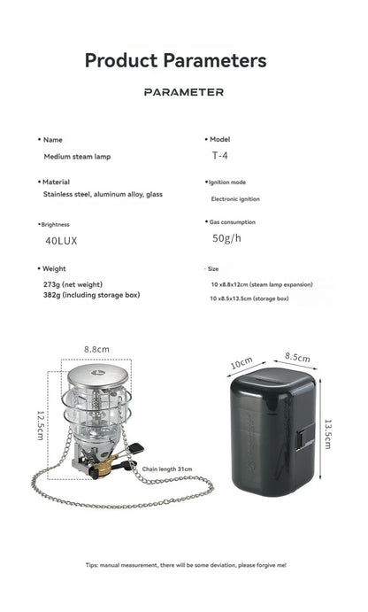 CAMPINGMOON Outdoor Lighting, Tent Light, Medium-sized Portable Small Lantern, Campsite Gas Light