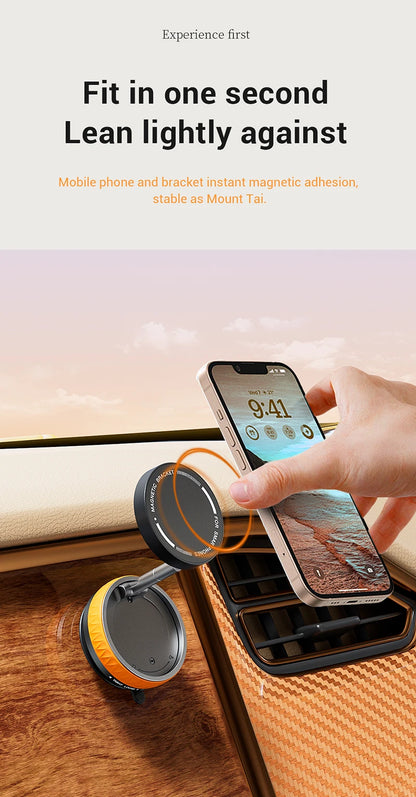 Vacuum Suction Magnetic Car Mount Strong Suction Stand Phone Holder Foldable Design 360° Rotation Adjustable Car Phone Bracket