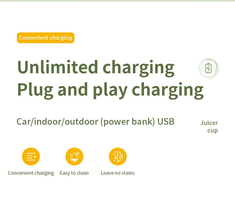 Portable Juicer Mini Electric Blender Multifunction Juice Maker Machine Fruit Mixers Extractors Smoothies Mixer 6 Blades 1200mAh