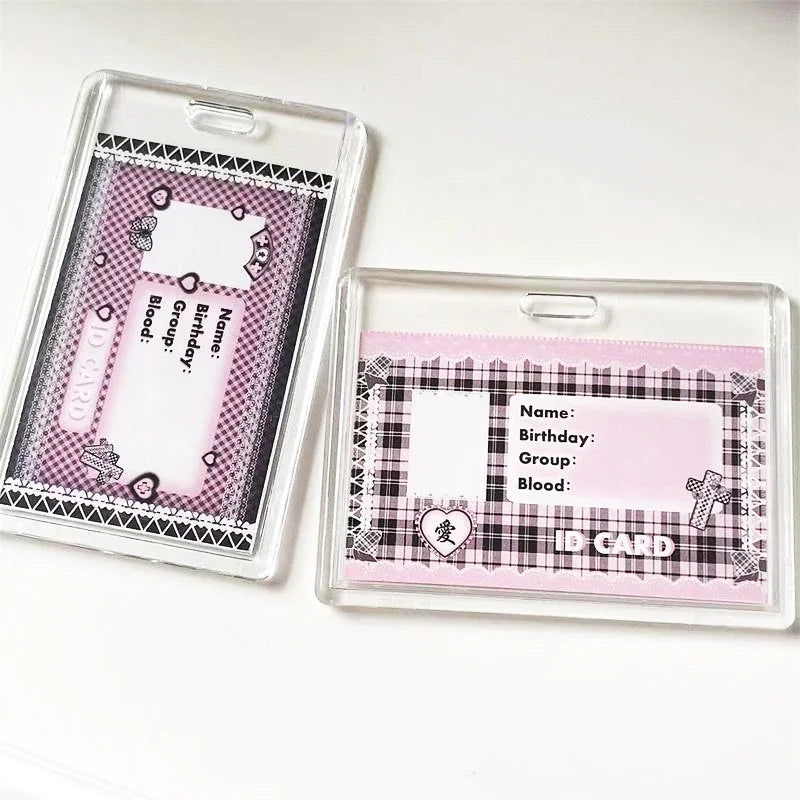 Small Card Access Control Card Cover Acrylic Transparent Double Card Protection Cover Elastic Keychain ID Card Bus Work Card