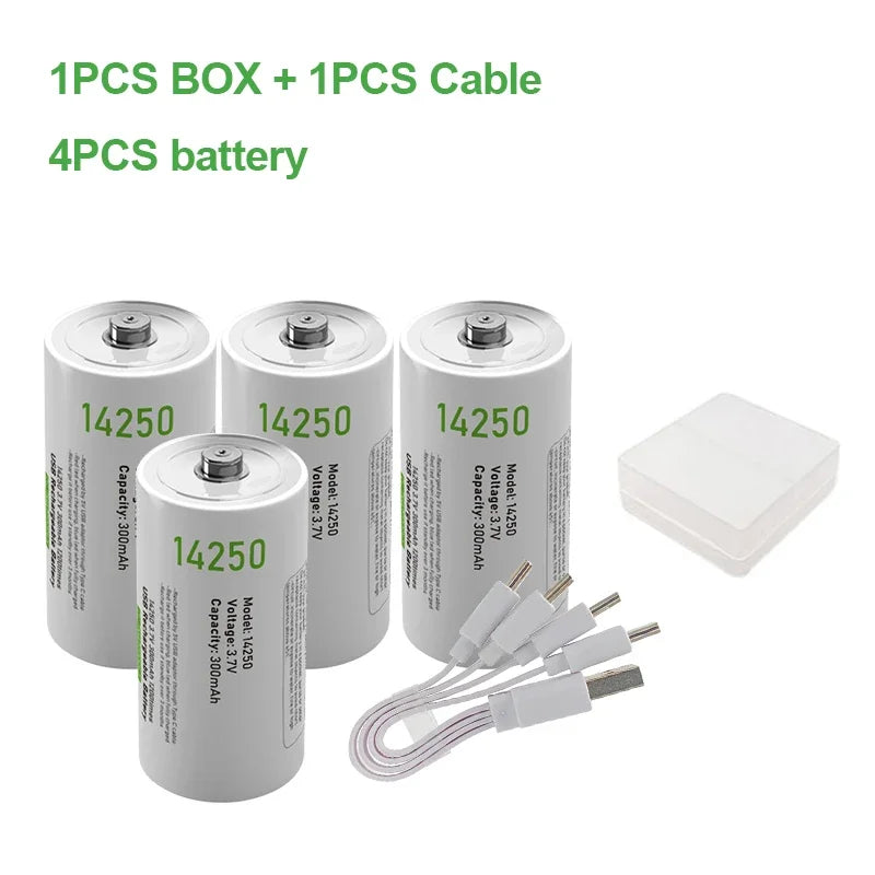 14250 3.7V 300mAh Rechargeable Lithium Battery For Probes, Thermometers, Sights, Thermostats, Monitoring systems,Alarms,1/2AA