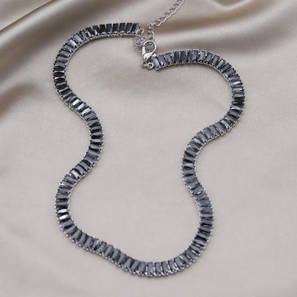 Korean hot selling fashion jewelry, copper inlaid zircon, luxury shiny necklace sexy ladies party necklace