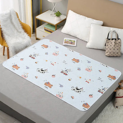 Baby Diaper Reusable  Waterproof  Cotton Changing Pad Cover Baby Diaper Mattress Newborn Print Changing Mat Floor Play Mats 0-3Y