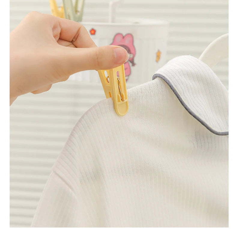 24PCS Laundry Clip Non-slip Windproof Metal Spring Clothes Peg Clothespin Windproof Laundry Clips Drying Racks with Basket