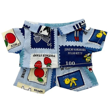 20CM Plush Doll Clothes Suit Fruit Animals Printing Lapel Shirt Pants Casual Wears Cotton Stuffed Toys Idol Dolls Accessories